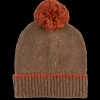 Doré Doré Bonnets^Bonnet à pompon en laine polaire - et orange