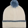 Doré Doré Bonnets^Bonnet à pompon en laine polaire - Ecru et bleu