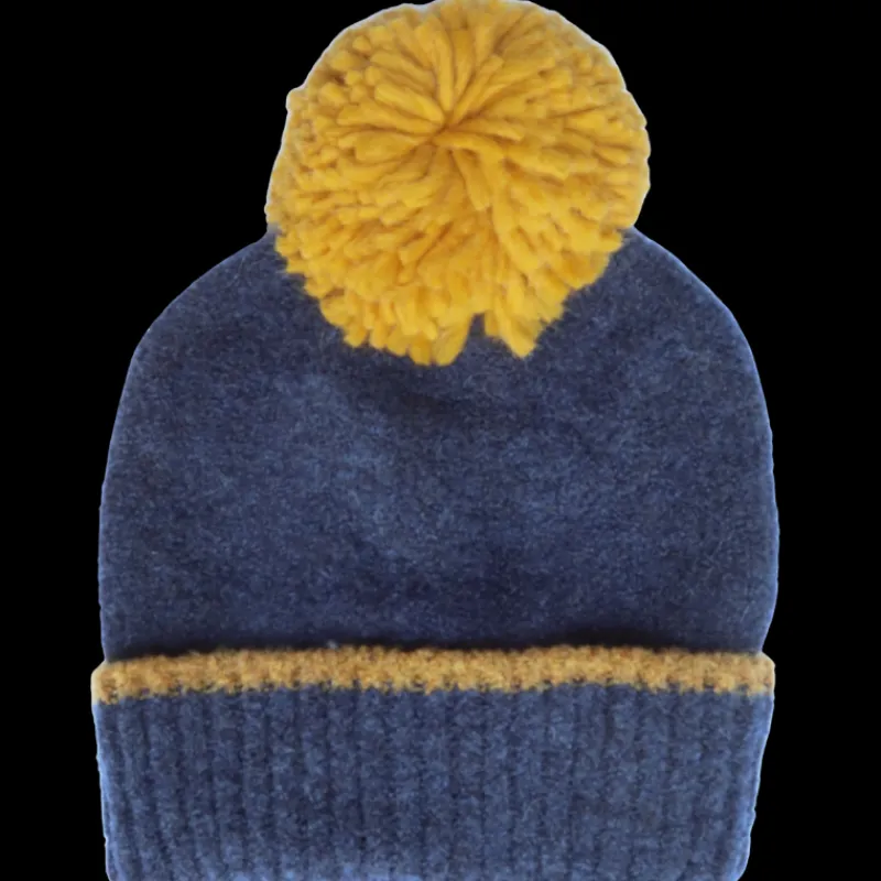 bonnet__pompon_en_laine_p_0.webp Doré Doré Bonnets^Bonnet à pompon en laine polaire - Bleu et jaune