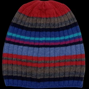 Doré Doré Bonnets^Bonnet en laine et cachemire à rayures - Rouge
