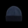 Doré Doré Bonnets^Bonnet pour homme en laine vierge avec motifs rectangulaires bicolores - Bleu marine foncé & Bleu armée