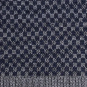 Doré Doré Écharpes^Écharpe pour homme en laine vierge à motifs rectangulaires bicolores. - Gris oxford & Bleu Voilier