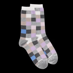 Femme Doré Doré Chaussettes^Chaussette femme à carreaux en coton - Gris Rocheux & Gris oxford