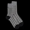 Femme Doré Doré Chaussettes^Chaussettes à côtes pour femmes en laine vierge de riz, viscose et cachemire -