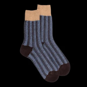 Femme Doré Doré Chaussettes^Chaussettes à côtes pour femmes en laine vierge de riz, viscose et cachemire - Marron Chocolat