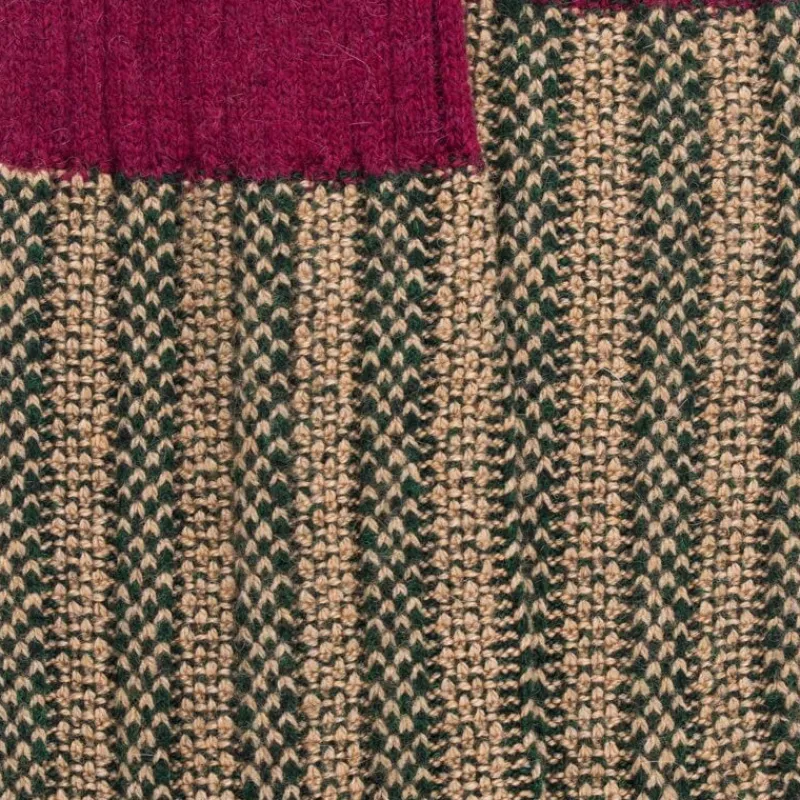 chaussettes__ctes_pour_fe_1.webp Femme Doré Doré Chaussettes^Chaussettes à côtes pour femmes en laine vierge de riz, viscose et cachemire - Beige Désert