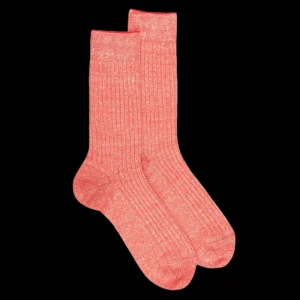 Homme Doré Doré Chaussettes^Chaussettes à côtes unies en lin et coton pour hommes -
