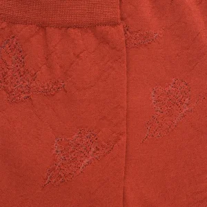 Femme Doré Doré Chaussettes^Chaussettes courtes en laine unie pour femmes avec papillons transparents - Orange henné