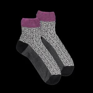Femme Doré Doré Socquettes^Chaussettes courtes pour femmes en viscose avec motifs arabes - Gris Brouillard