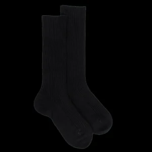 Femme Doré Doré Chaussettes^Chaussettes côtelées pour femmes en laine vierge, viscose et caschmere, coloris unis. -