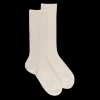 Femme Doré Doré Chaussettes^Chaussettes côtelées pour femmes en laine vierge, viscose et caschmere, coloris unis. - Blanc Givre