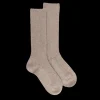 Femme Doré Doré Chaussettes^Chaussettes côtelées pour femmes en laine vierge, viscose et caschmere, coloris unis. - Beige chrysalide
