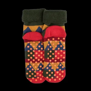 Enfant Doré Doré Chaussettes^Chaussettes en coton à motifs géométriques pour enfants - Rouge Ponceau
