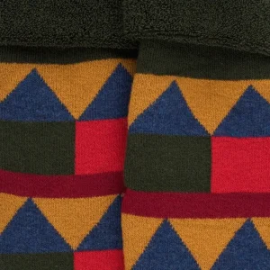 Enfant Doré Doré Chaussettes^Chaussettes en coton à motifs géométriques pour enfants - Rouge Ponceau