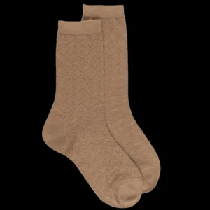 Femme Doré Doré Chaussettes^Chaussettes en laine avec losanges ajourés -Camel