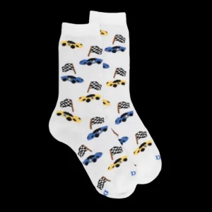 Enfant Doré Doré Chaussettes^Chaussettes enfant en coton à motifs voitures de course -