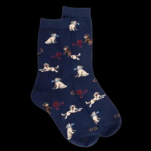 Enfant Doré Doré Chaussettes^Chaussettes enfant en coton à motif chiens et chats - Bleu Voilier