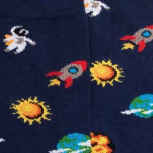 Enfant Doré Doré Chaussettes^Chaussettes enfant en coton à motif univers - Bleu Voilier