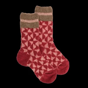 Enfant Doré Doré Chaussettes^Chaussettes enfants en laine polaire motif géométrique - Rouge Ponceau