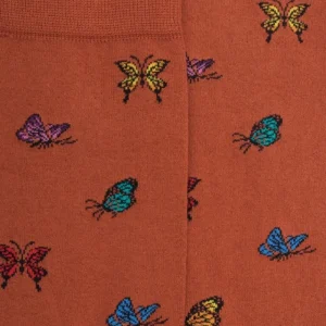 Femme Doré Doré Chaussettes^Chaussettes femme en coton à motif papillon - Orange écureuil