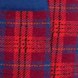 Femme Doré Doré Chaussettes^Chaussettes femme en coton à motif tartan effet brillant - Rouge amarante