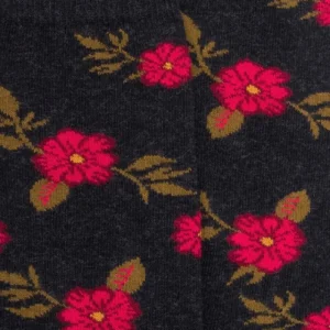 Femme Doré Doré Chaussettes^Chaussettes femme en coton à motif fleurs - Gris anthracite