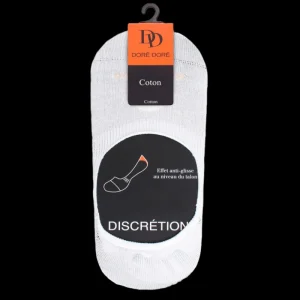 Femme Doré Doré Chaussettes Invisibles^Chaussettes femme invisible en coton et bandes anti-glisse - Blanc
