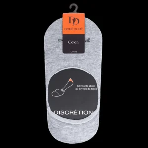 Femme Doré Doré Chaussettes Invisibles^Chaussettes femme invisible en coton et bandes anti-glisse - Gris