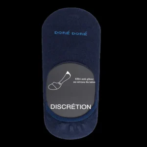 Femme Doré Doré Chaussettes Invisibles^Chaussettes femme invisible en coton et bandes anti-glisse - Bleu marine
