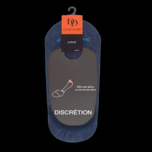 Femme Doré Doré Chaussettes Invisibles^Chaussettes femme invisible en coton et bandes anti-glisse - Bleu marine