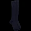Enfant Doré Doré Chaussettes Hautes^Chaussettes hautes côtelées bleu foncé en coton doux pour enfants