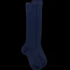 Enfant Doré Doré Chaussettes Hautes^Chaussettes hautes côtelées bleues en coton doux pour enfants