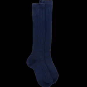 Enfant Doré Doré Chaussettes Hautes^Chaussettes hautes côtelées bleues en coton doux pour enfants
