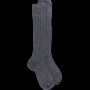 Enfant Doré Doré Chaussettes Hautes^Chaussettes hautes côtelées gris oxford en coton doux pour enfants