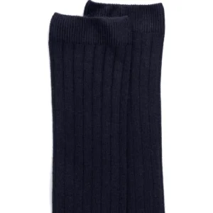Enfant Doré Doré Chaussettes Hautes^Chaussettes hautes côtelées bleu foncé en coton doux pour enfants