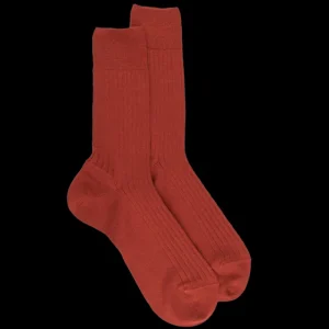 Homme Doré Doré Chaussettes^Chaussettes homme à côtes en laine - Orange henné