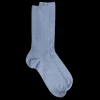Homme Doré Doré Chaussettes^Chaussettes homme à côtes sans bord élastique en coton égyptien - Bleu Port