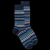 Homme Doré Doré Chaussettes^Chaussettes homme à rayures en fil d'Écosse - Bleu Matelot & Bleu Antarctique