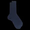 Homme Doré Doré Chaussettes^Chaussettes Homme côtelées en pur fil d'Ecosse - Bleu marine