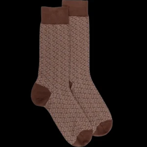 Homme Doré Doré Chaussettes^Chaussettes homme en coton à motif géométrique - Marron cacao