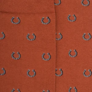Homme Doré Doré Chaussettes^Chaussettes homme en coton à motif fer à cheval - Orange écureuil