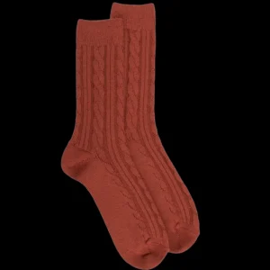 Homme Doré Doré Chaussettes^Chaussettes homme en laine à motif torsadés - Orange henné