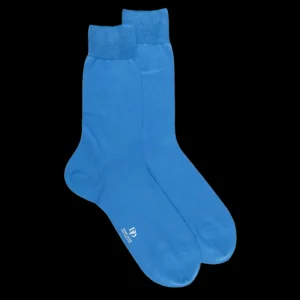 Homme Doré Doré Chaussettes^Chaussettes homme fines 100% fil d'Écosse - Bleu Bassin