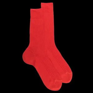 Homme Doré Doré Chaussettes^Chaussettes homme fines à côtes en fil d'Écosse - Orange minium