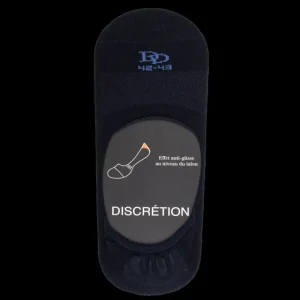 Homme Doré Doré Invisibles^Chaussettes invisibles homme en fil d'écosse et bandes anti-glisse - Bleu foncé