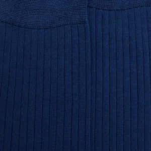Homme Doré Doré Chaussettes Hautes^Chaussettes longues côtelées pour hommes, en fil d'Ecosse unicolore à 100% - Bleu Voilier