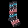 Femme Doré Doré Chaussettes Hautes^Chaussettes longues en coton pour femmes avec motif grec de Noël - Gris anthracite