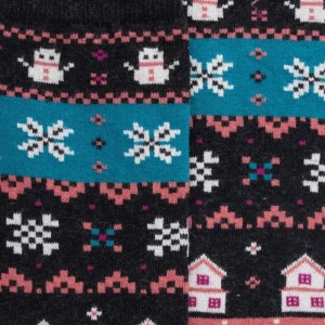 Femme Doré Doré Chaussettes Hautes^Chaussettes longues en coton pour femmes avec motif grec de Noël - Gris anthracite