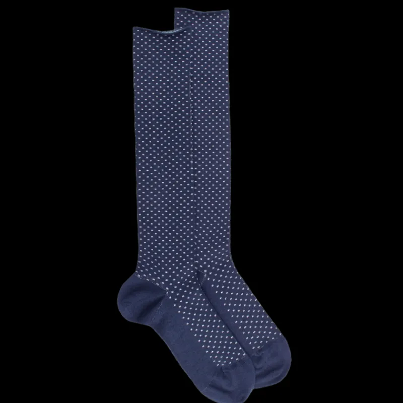 chaussettes_longues_en_la_0-5.webp Femme Doré Doré Chaussettes Hautes^Chaussettes longues en laine pour femmes avec motifs à tirets - Bleu Caban