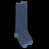 Femme Doré Doré Chaussettes Hautes^Chaussettes longues pour femmes en coton égyptien et cachemire avec effet brillant à motifs de diamants - Bleu marine foncé | Do